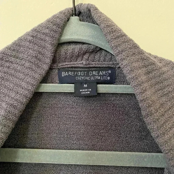 BAREFOOT DREAMS COZY CHIC ULTRA LIT RIBBED HI LO CARDIGAN PURPLE/GRAY SIZE M - Picture 4 of 5